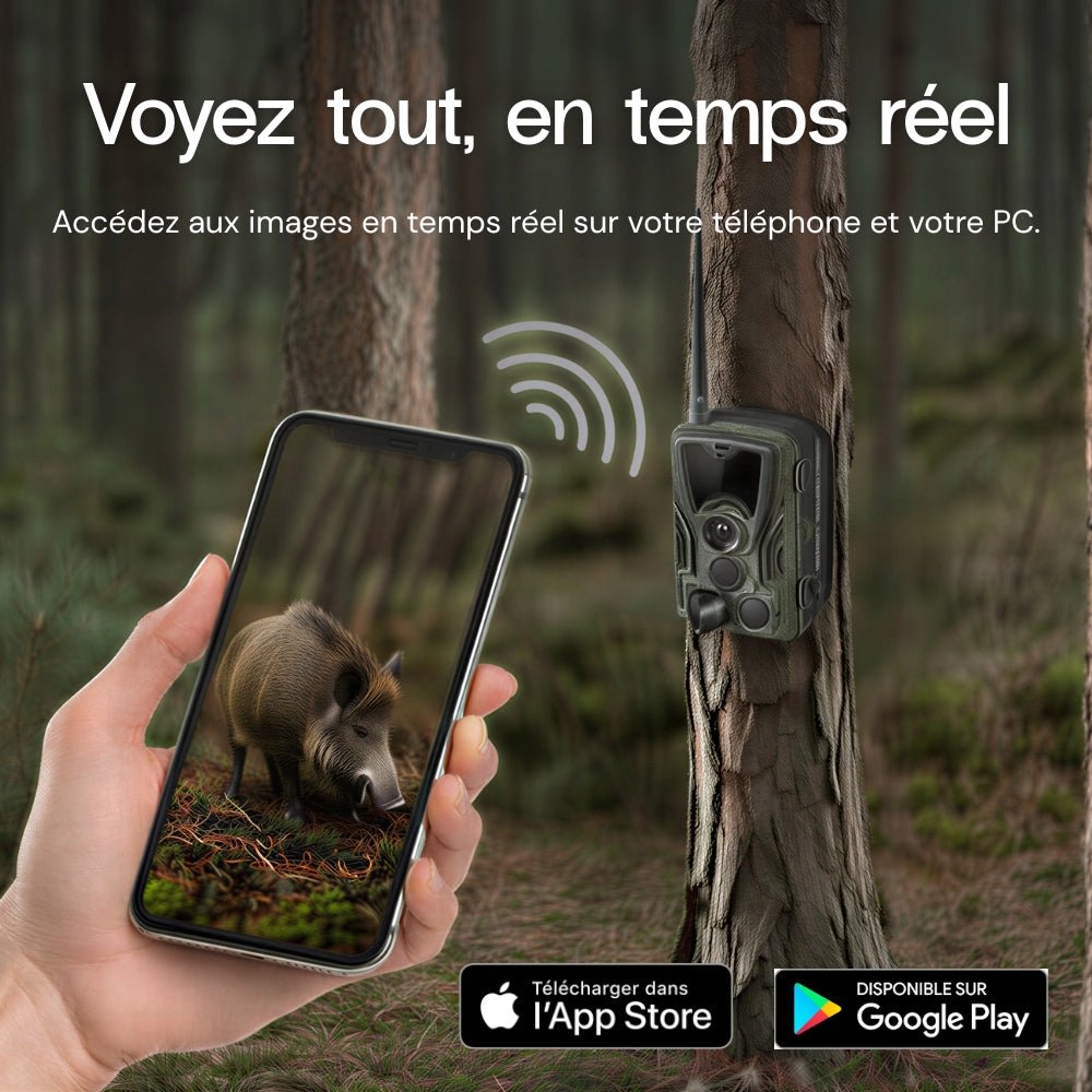 Camera de chasse 4K avec écran 4G+ – Images ultra nettes & contrôle à distance