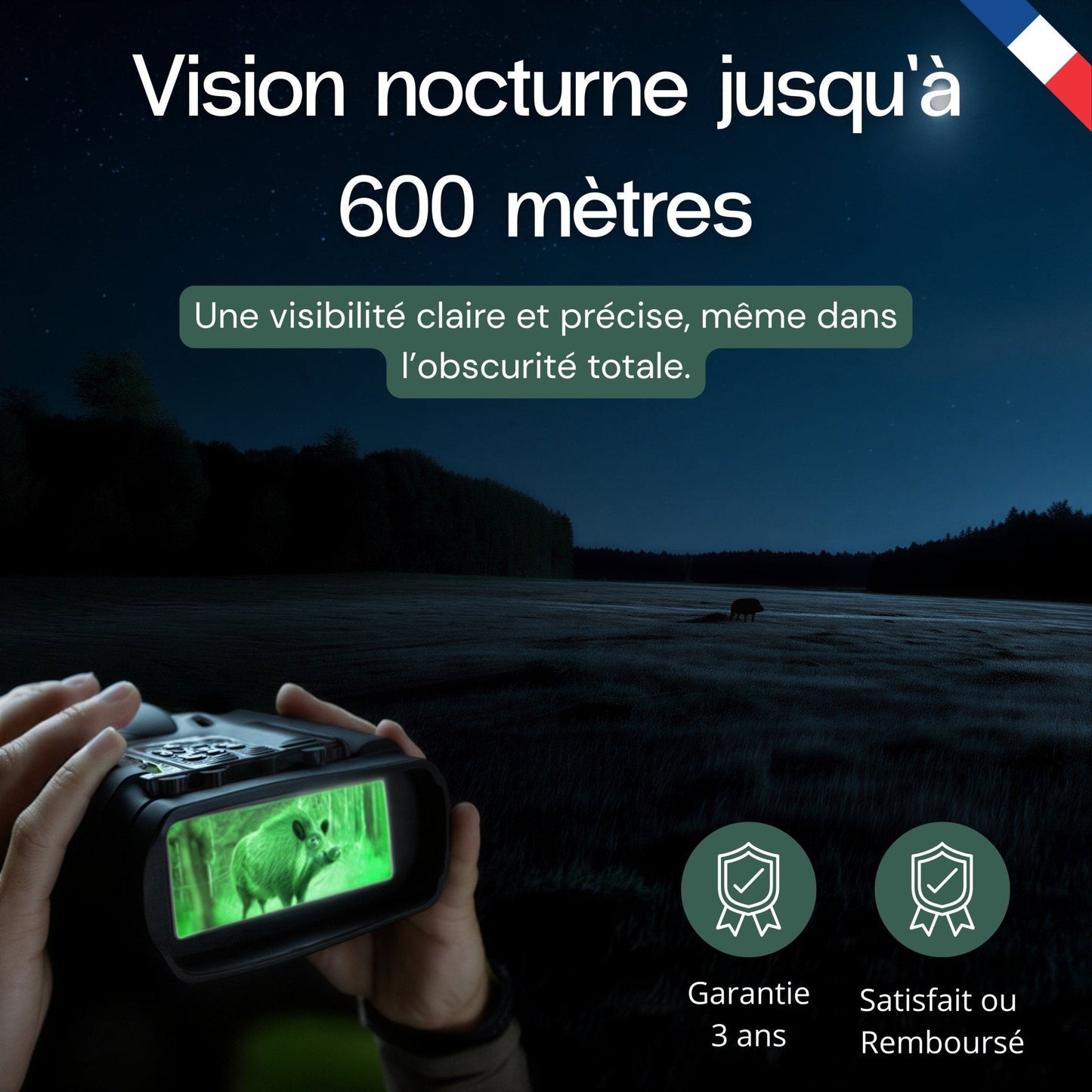 Jumelles vision nocturne 4K - Autonomie 20h
